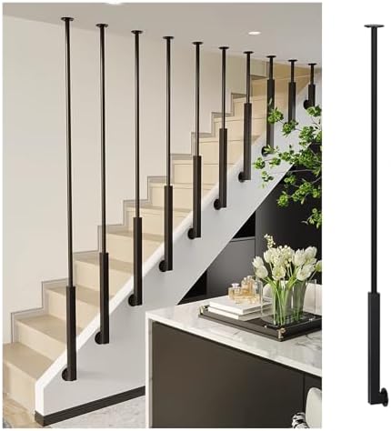 Stair Balusters, Heavy Duty Iron Railing Spindles, Indoor Side Mount Metal Banister Kits - Black, White, Gold (60cm/23.6in) - Durable Staircase Decor