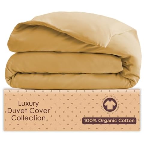 Tissaj Luxury Collection – King Size Duvet Cover – 100% GOTS Certified Organic Cotton – Sateen Weave – Camel Khakhi Color Cover