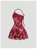 Milumia Women's Floral Mesh Ruched Halter Mini Dre... #1