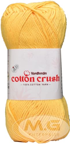 Image of M.G ENTERPRISE Cotton Crush 8-ply Yellow 200 GMS 100% Cotton Ball Hand Knitting Cotton /Art Craft Soft Fingering Crochet Hook Yarn, Needle Knitting Yarn Thread Dyed-PP Art-AFDB