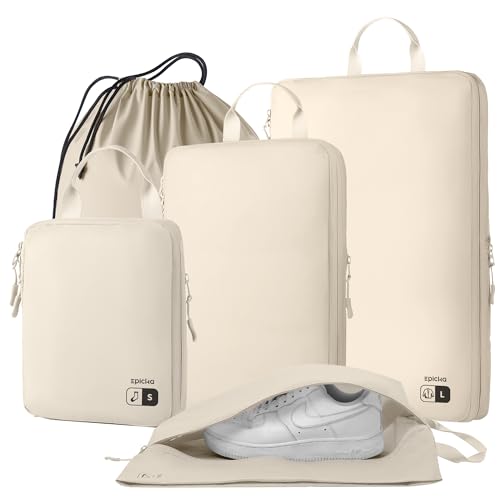 EPICKA 5 Set Ultra-Lightweight Compression Packing Cubes - Water Resistant Durable Travel Organizers Bags, Expandable Travel Accessories for Carry on, Luggage, Suitcase, Backpack