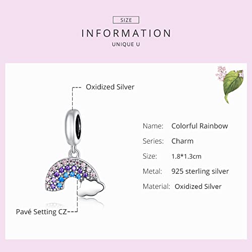 Colgante de arcoíris de plata 925 para pulseras y collares de mujer 5