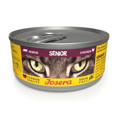 JOSERA Nassfutter Senior (12 x 85 g) | Senior | Premium Katzenfutter nass für ältere Katzen | Huhn | getreidefrei | mit wertvollen Antioxidantien | Anti-Haarballen | Alleinfutter | 12er Pack