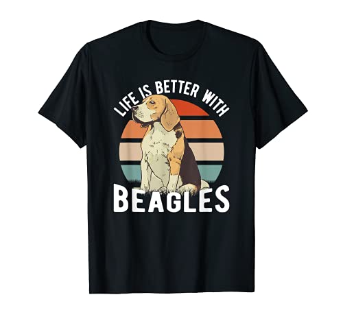 Beagle Life Is Better With Beagles Dogs Dad Dogs Mom T-Shirt, Black