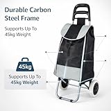 2 Wheels 35L Lightweight Shopping Grocery Trolley Travel Folding Cart Luggage Waterproof Foldaway Shopping Cart Grocery Bag for Easy Storage - Black - Image 8