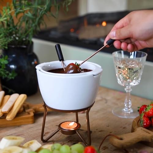 Image of Boska Choco Marie Fondue - Fondue Pot Set Microwave and Dishwasher Safe Ceramic Hot Pot Chocolate Fountain Snack - Wedding Registry Items Small Kitchen Appliances