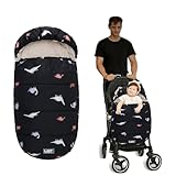 LAT Baby Warm Bunting Bag Universal,Stroller Sleeping Bag Cold Weather,Waterproof Toddler Footmuff(Detachable,Black Dinosaur)