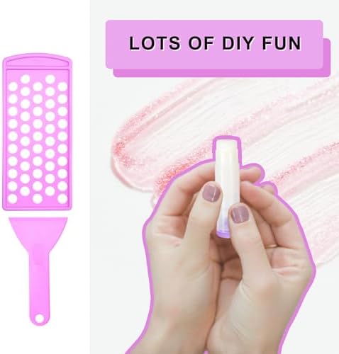Lip Balm Filling Tray and Spatula Set - For 15mm Lip Balm Tubes ONLY - Instantly Fills 50 Standard 3/16 oz (5.5ML) with 15mm width Tubes - Fast and Easy to Use - Lip Balm Containers Sold Separately - (Purple)