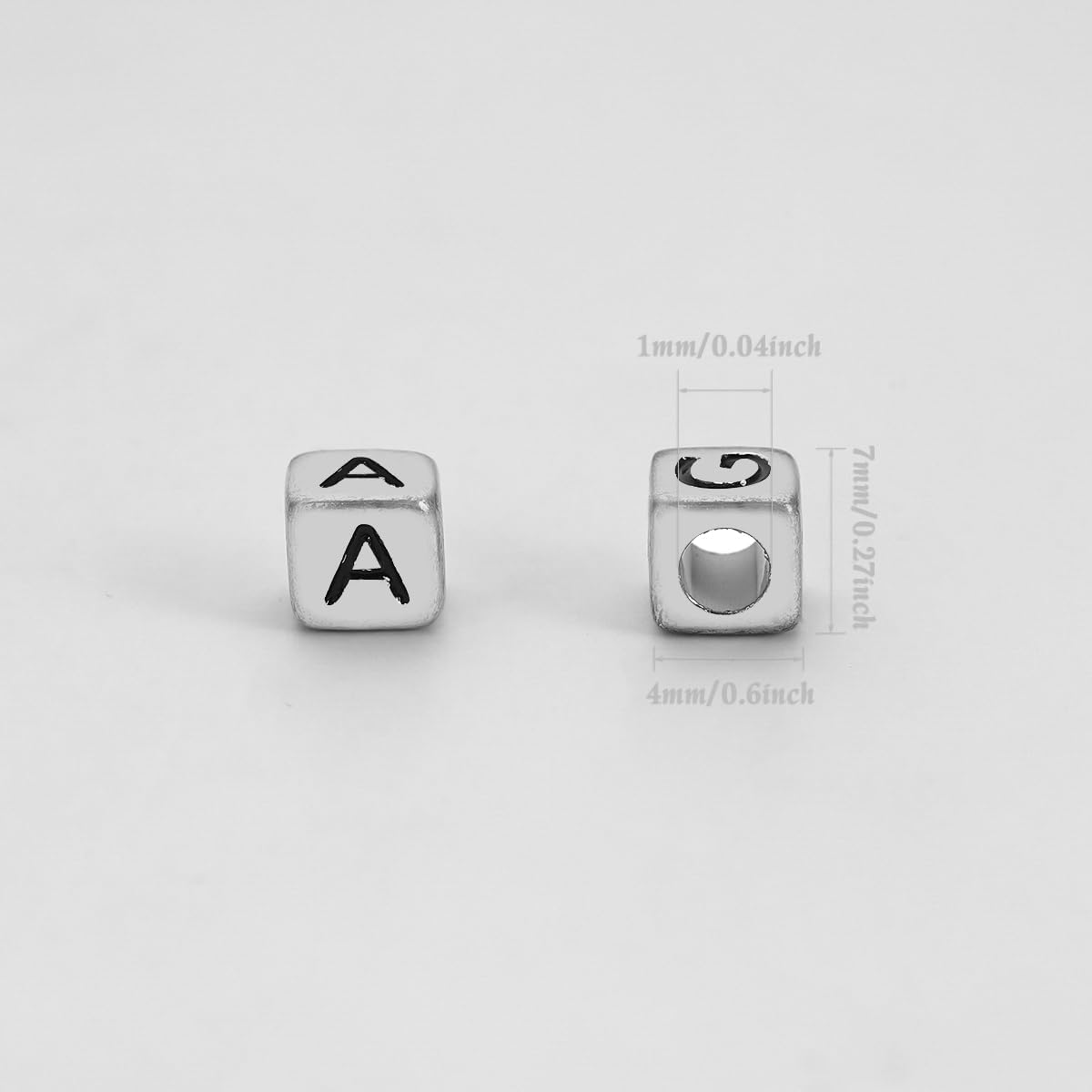 1200pcs 6×6mm Alphabet Beads Silver Cube Acrylic Black Letter Beads, for Bracelets and Jewelry Making image 2