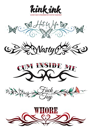 5 Large Sexy Naughty Temporary Tattoos for Women Ladies - Adult Fun for Lower Back Legs Arms Stomach