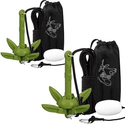 Image of Lounsweer 2 Pack 1.5 /3.5 lb Marine Kayak Anchor Kit Folding Grapnel Anchor Kit Boat Kayak Fishing Accessories for Small Boats Kayaks Canoe Paddle Boards