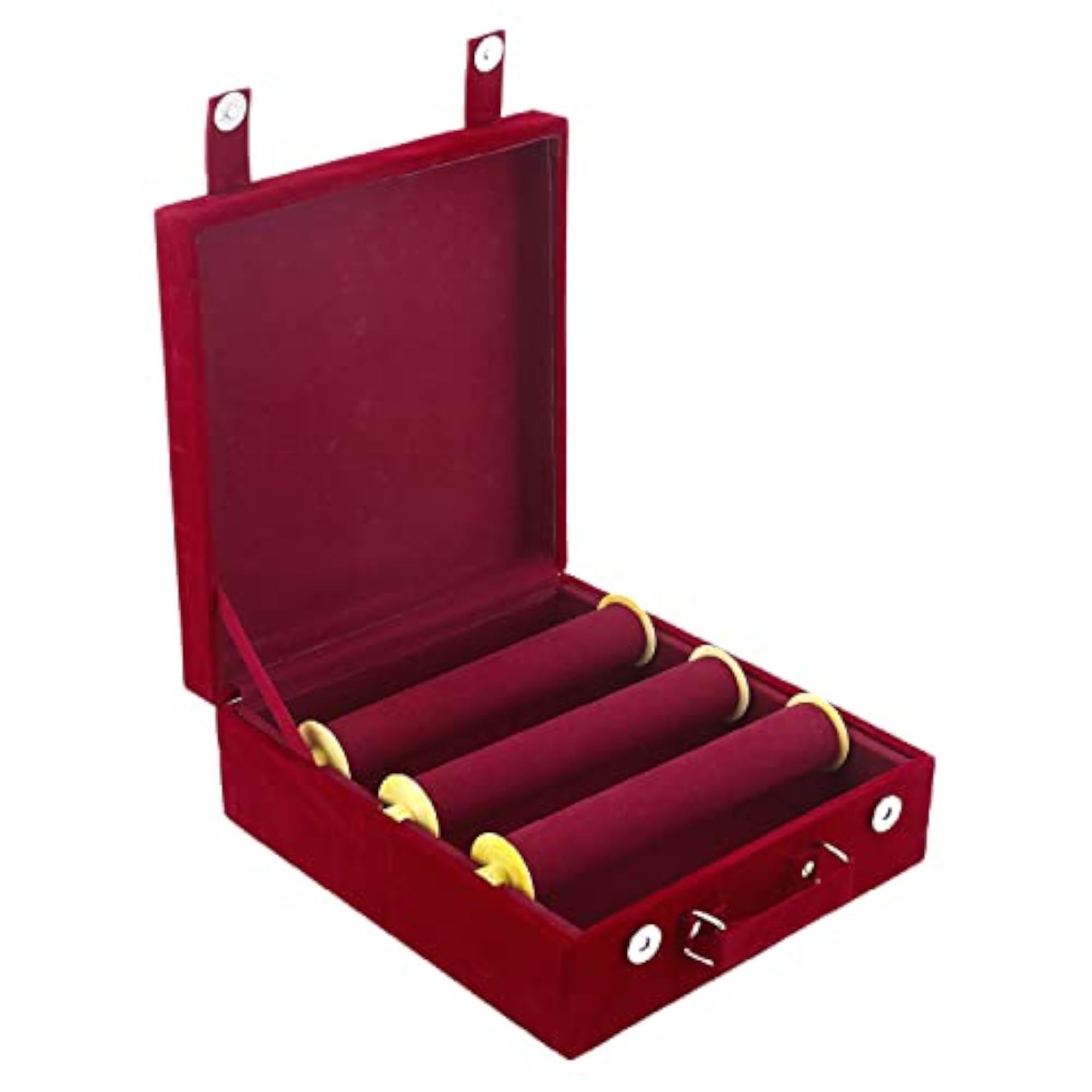 Wooden Bangle Box Organizer with Removable Rod, Maroon