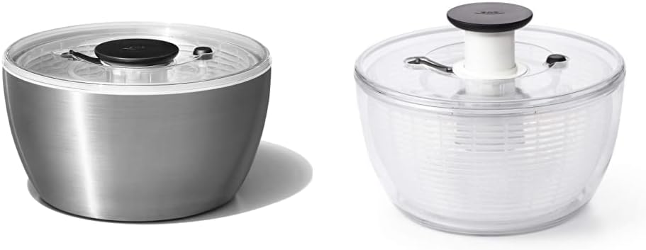 OXO Stainless Steel Salad Spinner & Good Grips Large Salad Spinner - 6.22 Qt.