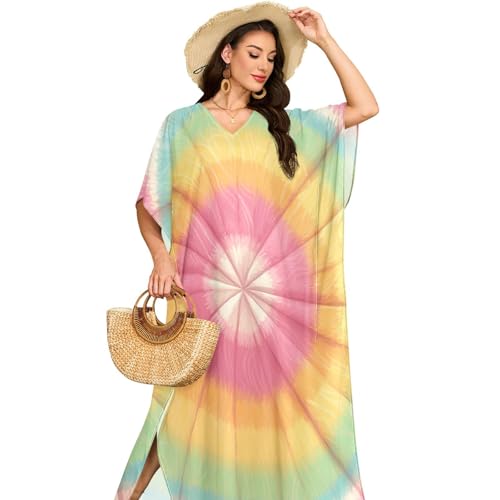 Cache-maillot de bain ouvert femme, vêtement de plage tie-dye respirant lune de miel