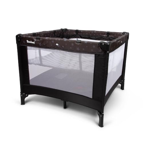 Baninni 2-en-1 Lit Parapluie avec Réhausseur Neva Noir Étoiles