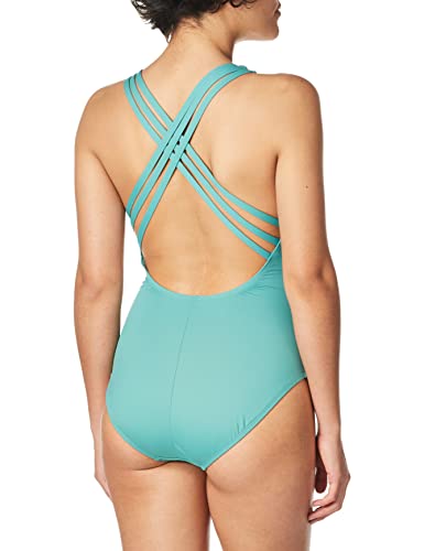 Image of La Blanca Women's Island Goddess Deep-V Strappy Back Mio One Piece Swimsuit with Tummy Toner