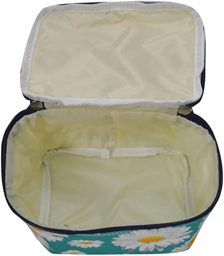 Miniatura 4 de NGIL Bolsa de cosméticos de viaje, bolsa organizadora de maquillaje para mujer, Estampado de margaritas-azul marino, Cartera cosmética con cremallera