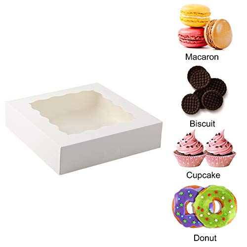Moretoes 30Pcs 8X8X2.5 Inches White Bakery Boxes Cake Boxes Pastry Boxes With Window For Cookies, Donuts, Chocolate Strawberries And Pie #TOP2