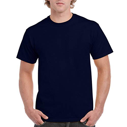 Image of JOSH DANIEL Solid Men's Cotton Half Sleeve Round Neck, Navy Blue, Grey Milange, T-Shirts Combo (Pack of 2)