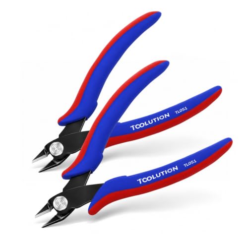 Image of 2 Pack Flush Wire Cutters - Small Diagonal Cut Pliers Snips | Side Cutter Micro Clippers for Cutting Zip Tie Plastic Model Mini Nippers for Crafting Electrical Jewelry Making