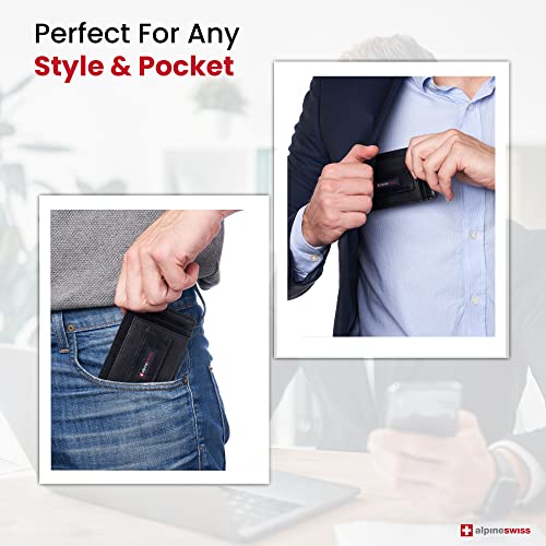 Image of alpine swiss Harper Mens RFID Slim Money Clip Front Pocket Wallet Minimalist Leather ID Card Holder