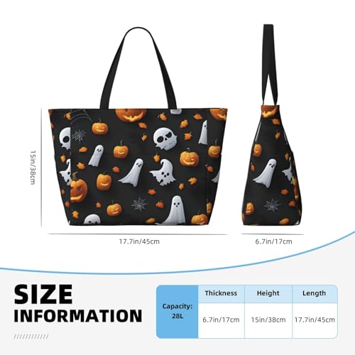 Fashion Cute Halloween Pattern Print Beach Bag Waterproof Beach Totes Bags For Women, Lightweight Foldable Pool Bag With Zipper Wet Compartment4