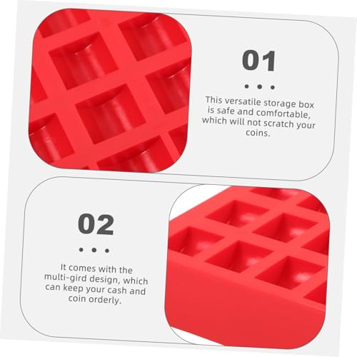 Caja organizadora para monedas plástica roja miniatura 7