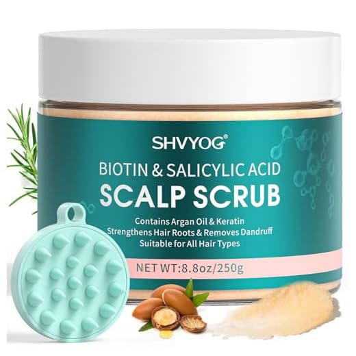 Exfoliante para el Cuero Cabelludo con Biotina y Ácido Salicílico Para el Crecimiento del Cabello Cabello Graso con Propensa a la Caspa Cuero Cabelludo Seco y con Picazón Previene la Caída del Cabello