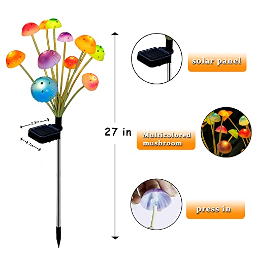Morestar Solar Outdoor Lights Mushroom Garden Decor,2 Packs 24 Led Solar Mushroom Lights Waterproof,Solar Decorative Garden Stakes Lights,Gardening Gifts For Mom Yard Art Patio Lawn Ornaments Outside #TOP5