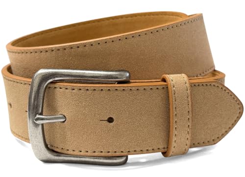 Image of Men's Belt Rounded Edge Heel Bar Buckle Casual Jean Suede Leather Belt 1 1 /2 inch Wide