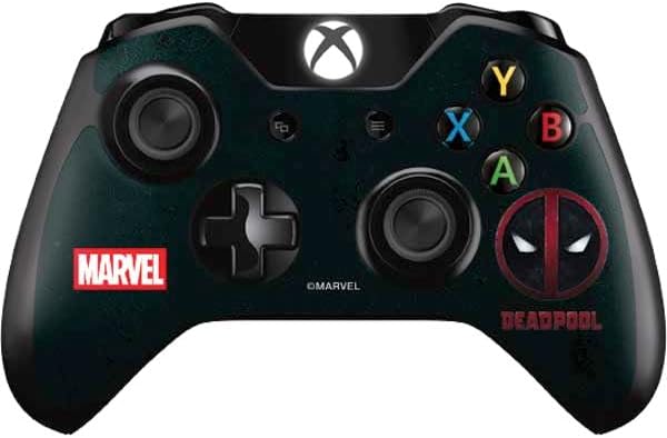 Skinit Decal Gaming Skin Compatible with Xbox One Controller - Officially Licensed Marvel Deadpool Legacy Deadpool Red Poster Design