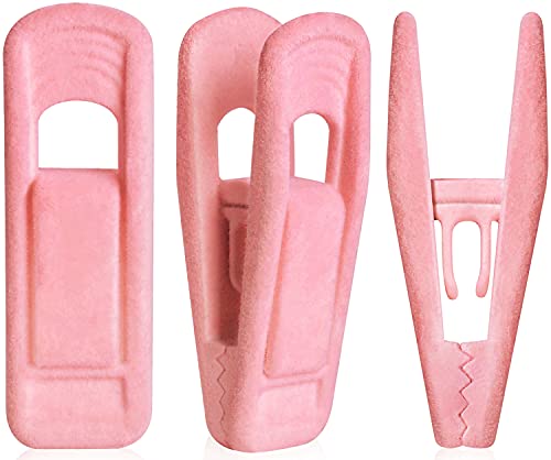 TOFIIGREM Pink Velvet Hanger Clips (60-Pack), Non-Slip Strong Velvet Hanger Clip for Velvet Hangers, Pants Skirt Hanger Velvet Clips Fit for Thin Velvet Clothes Suit Hangers