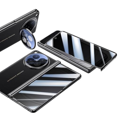 OPPO Find N6 �Ή� �v���~�A�����U�[���b�L�q���W�X�^���h�P�[�X �S��ʋ����K���X���� �q���W���S�ی� �A���C�����Y�X�^���h�t�� (�u���b�N(�v���C�o�V�[))