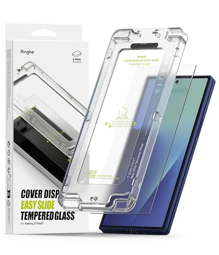 Ringke Cover Display Easy Slide Tempered Glass Compatible con Protector Pantalla Samsung Galaxy Z Fold 7, Cristal Templado Premium 9H, Protector de Pantalla Exterior a Prueba de Roturas - 2 Unidades