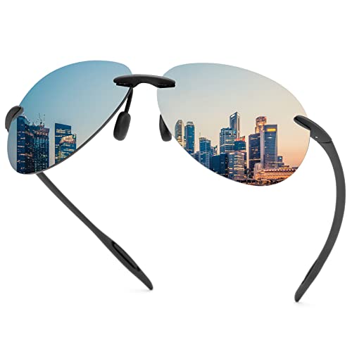 Image of Rimless Polarized Sports Sunglasses for Men Women Driving Cycling Running Fishing Golf UV Protection Sun Glasses Fashion Unisex Shades Retro Eyeglasses Anti Glare Classic Mirror Lens Eyewear -Silver
