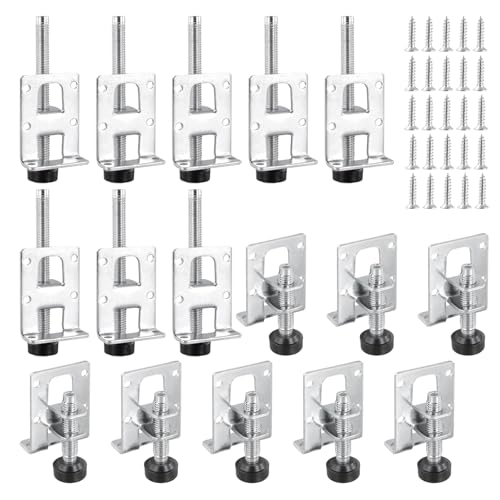 MUNGHOK Lot de 16 Ensemble de Pied de Meuble Reglable, 55 mm/100 mm, Pied de Table Reglable pour Meubles, Tables, étagères, Armoires, Silver