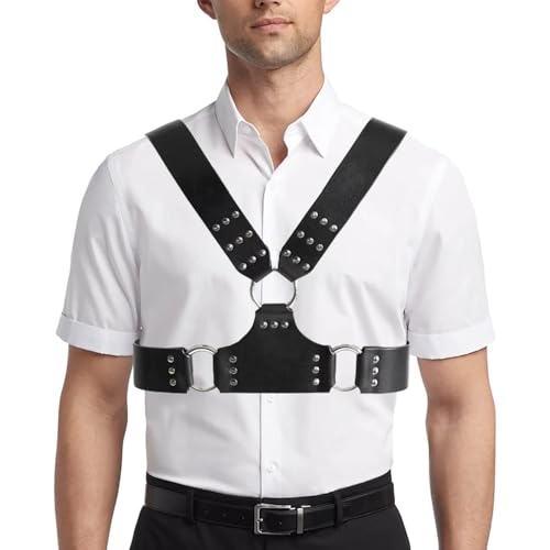 Harnais de poitrine homme cuir reglable accessoire mode gothique punk
