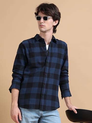 Image of StitchX Men's Slim Fit Brushed Cotton Buffalo Checkered Shirt