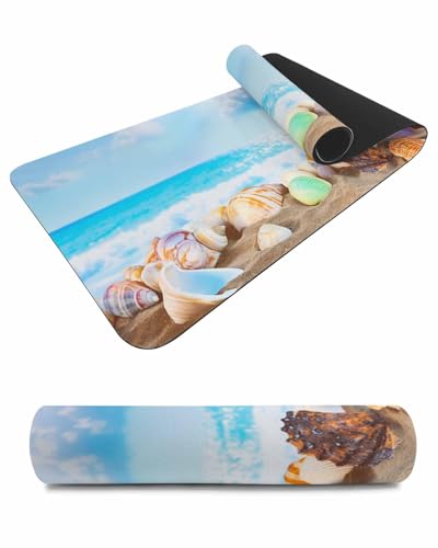 Debedcor Heat Proof Table Pads Waterproof Decorative, Coastal Shell Non-Slip Table Countertop Protector, Summer Beach Nautical Conch Insulation Mat for Dining Room, 48 x 12 Inches