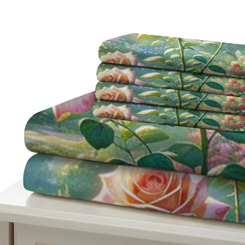 Housse de couette avec fermeture éclair cachée parure de lit rose 3D microfibre douce - 6