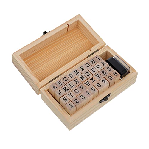 Kjhbv 1 Box/36Pcs Alphanumeric Stamp Wooden Stamps Mini Scrapbook Retro Decor Vintage Decor Letter Wood Stamp Woodsy Decor Letter Number Seal Alphabet And Number Seal Diary Planner Stamp #TOP4