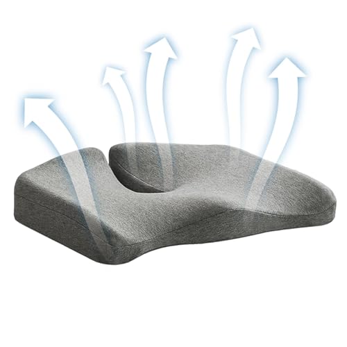 Almohada de cojín de asiento ergonómico: cojín de de la espuma de memoria, almohadilla de silla sin deslizamiento | Soporte grueso de tope para sillas de oficina, automóvil, silla de ruedas, he