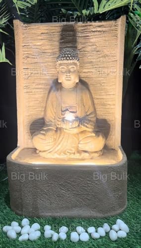 Image of Big Slate Buddha Fountain for Living Room Home Decor Garden Decoration and Drawing Room Indoor Outdoor Home Decor(38L x 27W x 60H)