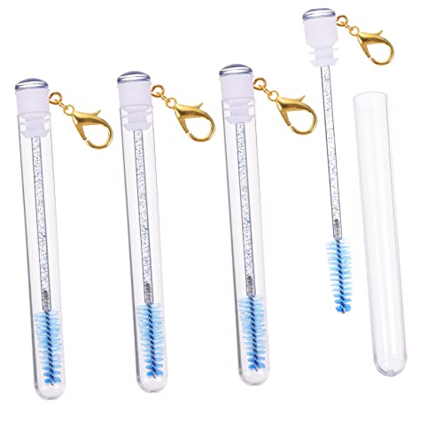 HAPINARY Plastic and Artificial Fiber Eyelash Brush Keychain Lash Brow Comb Mascara Eyebrow Brush Portable for Travel