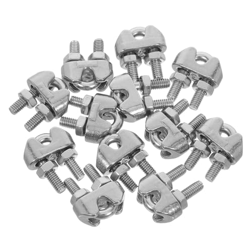 TOPBATHY 12 Piezas Abrazadera de cable de acero inoxidable clip de cable de cuerda de alambre abrazadera de alambre en forma de U Plata