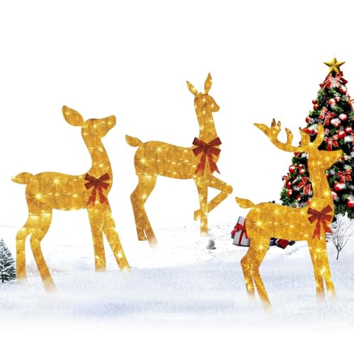 Weihnachts-Rentier für den Außenbereich, Acryl, beleuchtete Dekoration, 15 cm, Ornament für...