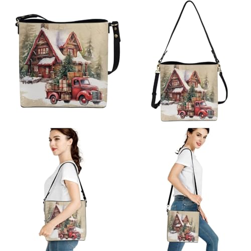 Image of HUGS IDEA Leather Purses and Handbag for Women Bucket Bag with Wrist Wallet 2 Packs