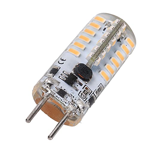 Ailgely Bulbo de Bipin Gy6.35 48led con AC12V, Material de Silicona, Enchufe y Juego, Ultra-Bright, 50,000h Long Life para la Lámpara de Techo de Araña (Blanco cálido)