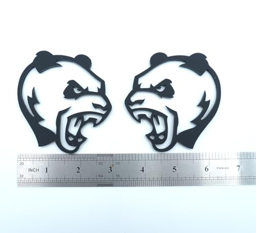 Image of Pair Set Angry Panda Emblems 3D Badge Customized Decal Sticker Fit for Universal Car Truck Motorcycles (Black)