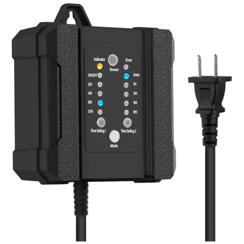 100W Outdoor Low Voltage Transformer, Outdoor Landscape Lighting Transformer with Timer and Photocell Sensor, 120V AC to 12V, Weatherproof, for Deck Lights, Spotlight, Pathway Light Cover